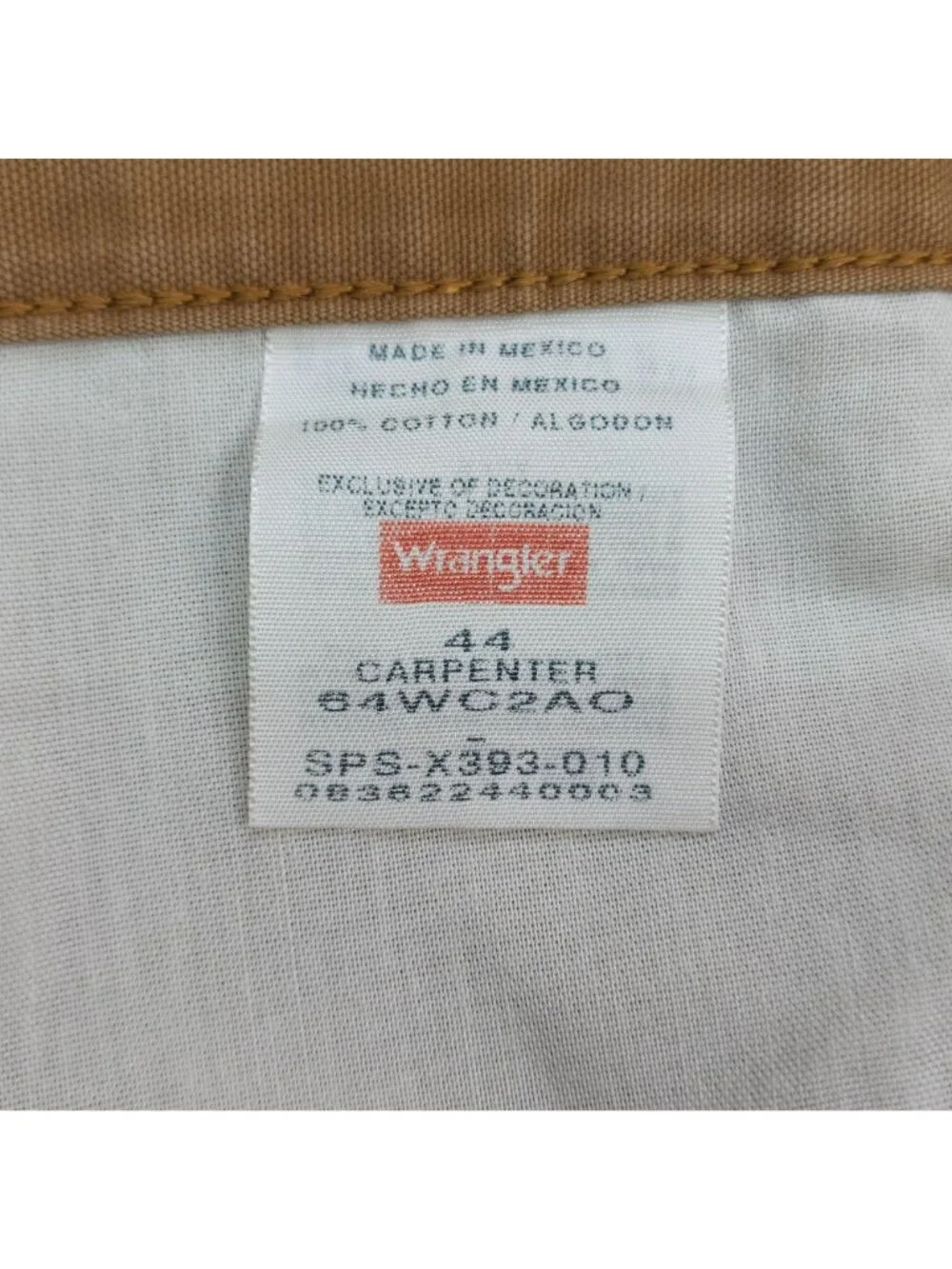 Wrangler Carpenter Loose Fit Shorts Sz 44 100% Cotton Natural Waist Tech Pocket
